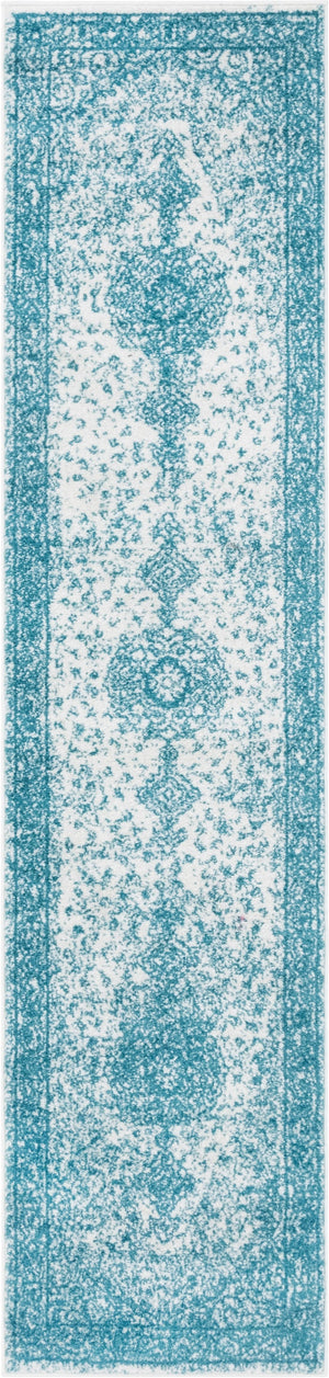 Turquoise 2' x 8' 8 Bromley Runner Area Rug 100% Polypropylene With Cotton Backing Vintage Distressed Colorful Traditional Carpet for Living Dining Rooms Offices for Sale at Rug Engine