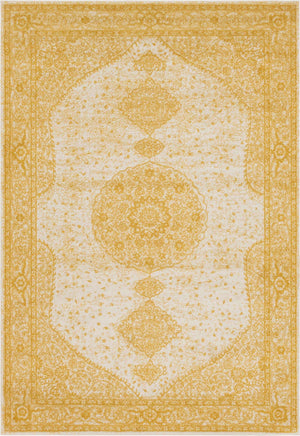 Yellow 7' 1 x 10' Bromley Rectangle Area Rug 100% Polypropylene With Cotton Backing Vintage Distressed Colorful Traditional Carpet for Living Dining Rooms Offices for Sale at Rug Engine