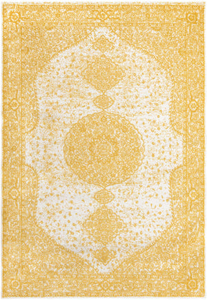 Yellow 6' 1 x 9' Bromley Rectangle Area Rug 100% Polypropylene With Cotton Backing Vintage Distressed Colorful Traditional Carpet for Living Dining Rooms Offices for Sale at Rug Engine