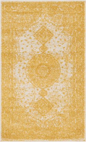 Yellow 3' 1 x 5' 3 Bromley Rectangle Area Rug 100% Polypropylene With Cotton Backing Vintage Distressed Colorful Traditional Carpet for Living Dining Rooms Offices for Sale at Rug Engine