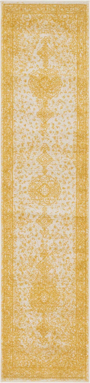 Yellow 2' x 9' Bromley Runner Area Rug 100% Polypropylene With Cotton Backing Vintage Distressed Colorful Traditional Carpet for Living Dining Rooms Offices for Sale at Rug Engine