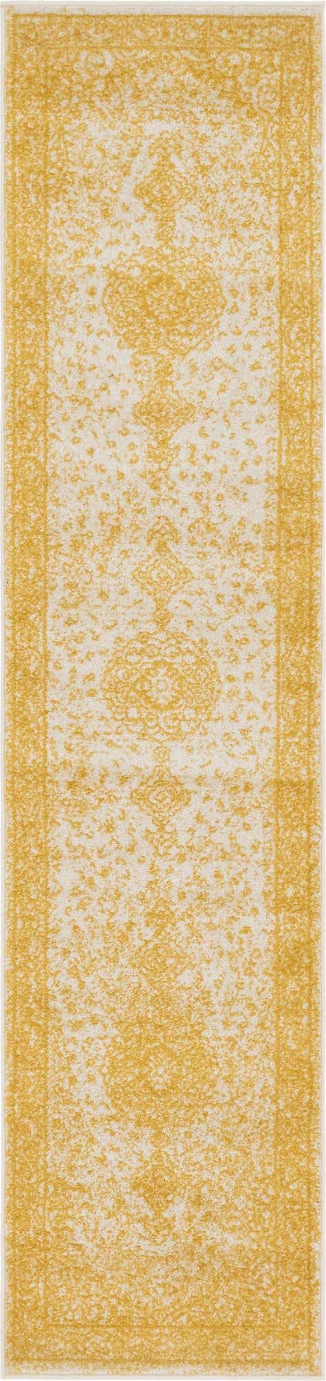 Yellow 2' x 9' Bromley Runner Area Rug 100% Polypropylene With Cotton Backing Vintage Distressed Colorful Traditional Carpet for Living Dining Rooms Offices for Sale at Rug Engine
