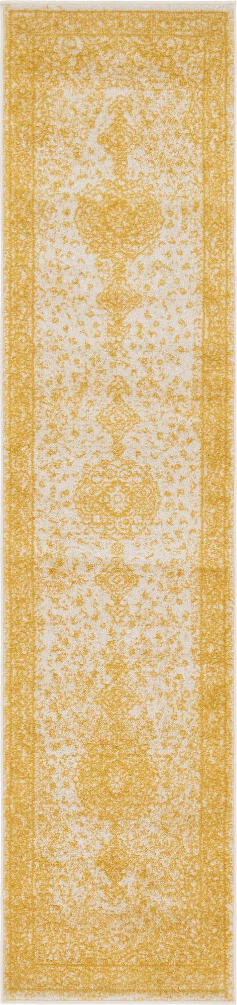 Yellow 2' x 9' Bromley Runner Area Rug 100% Polypropylene With Cotton Backing Vintage Distressed Colorful Traditional Carpet for Living Dining Rooms Offices for Sale at Rug Engine