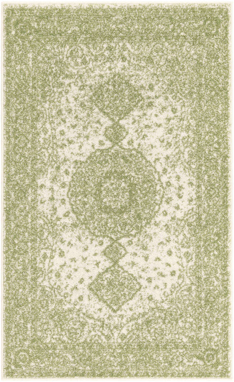 Green 3' 1 x 5' 3 Bromley Rectangle Area Rug 100% Polypropylene With Cotton Backing Vintage Distressed Colorful Traditional Carpet for Living Dining Rooms Offices for Sale at Rug Engine