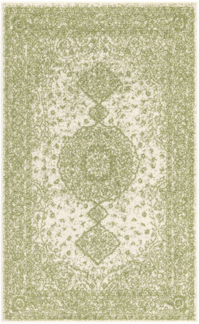 Green 3' 1 x 5' 3 Bromley Rectangle Area Rug 100% Polypropylene With Cotton Backing Vintage Distressed Colorful Traditional Carpet for Living Dining Rooms Offices for Sale at Rug Engine