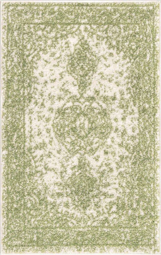Green 2' x 3' 1 Bromley Rectangle Area Rug 100% Polypropylene With Cotton Backing Vintage Distressed Colorful Traditional Carpet for Living Dining Rooms Offices for Sale at Rug Engine