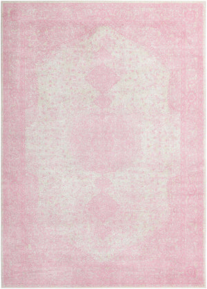 Pink 7' 10 x 11' Bromley Rectangle Area Rug 100% Polypropylene With Cotton Backing Vintage Distressed Colorful Traditional Carpet for Living Dining Rooms Offices for Sale at Rug Engine