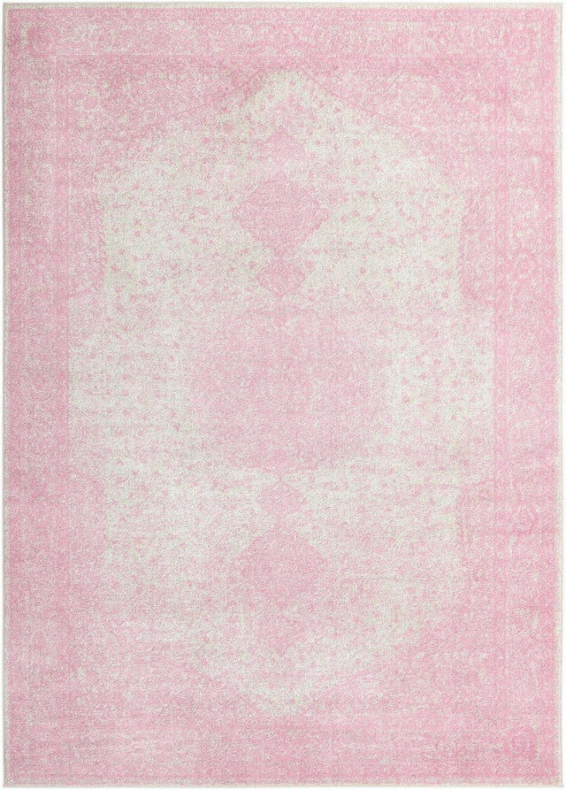 Pink 7' 10 x 11' Bromley Rectangle Area Rug 100% Polypropylene With Cotton Backing Vintage Distressed Colorful Traditional Carpet for Living Dining Rooms Offices for Sale at Rug Engine