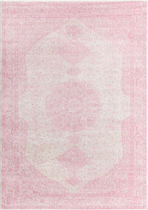 Pink 7' 1 x 10' Bromley Rectangle Area Rug 100% Polypropylene With Cotton Backing Vintage Distressed Colorful Traditional Carpet for Living Dining Rooms Offices for Sale at Rug Engine
