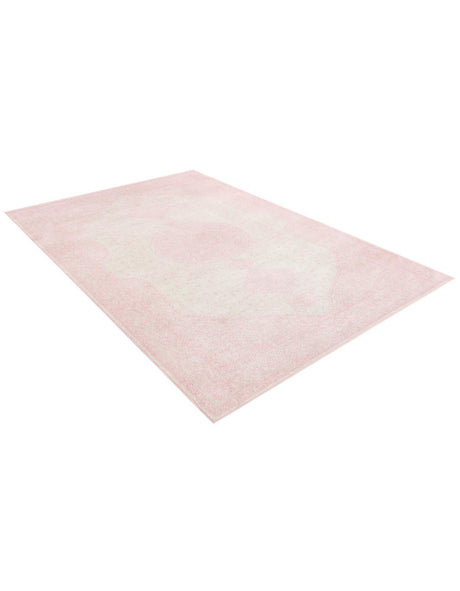 Pink 6' 1 x 9' Bromley Rectangle Area Rug 100% Polypropylene With Cotton Backing Vintage Distressed Colorful Traditional Carpet for Living Dining Rooms Offices for Sale at Rug Engine