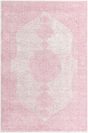Pink 6' 1 x 9' Bromley Rectangle Area Rug 100% Polypropylene With Cotton Backing Vintage Distressed Colorful Traditional Carpet for Living Dining Rooms Offices for Sale at Rug Engine