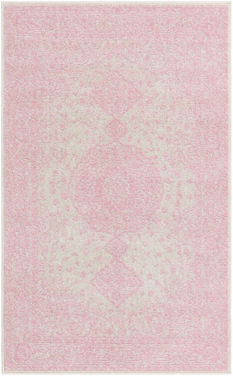 Pink 3' 1 x 5' 3 Bromley Rectangle Area Rug 100% Polypropylene With Cotton Backing Vintage Distressed Colorful Traditional Carpet for Living Dining Rooms Offices for Sale at Rug Engine
