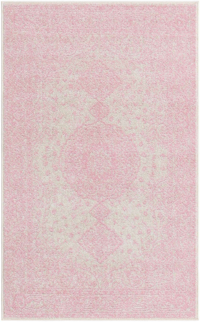 Pink 3' 1 x 5' 3 Bromley Rectangle Area Rug 100% Polypropylene With Cotton Backing Vintage Distressed Colorful Traditional Carpet for Living Dining Rooms Offices for Sale at Rug Engine