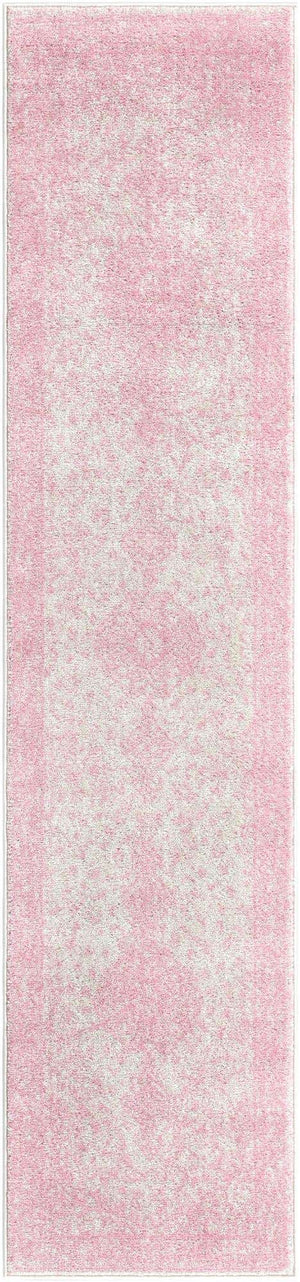 Pink 2' x 9' Bromley Runner Area Rug 100% Polypropylene With Cotton Backing Vintage Distressed Colorful Traditional Carpet for Living Dining Rooms Offices for Sale at Rug Engine