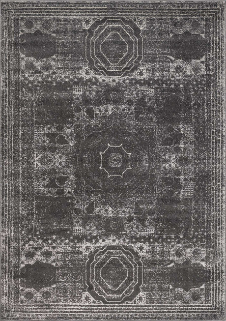 Dark Gray 7' 10 x 11' Bromley Rectangle Area Rug 100% Polypropylene With Cotton Backing Vintage Distressed Colorful Traditional Carpet for Living Dining Rooms Offices for Sale at Rug Engine
