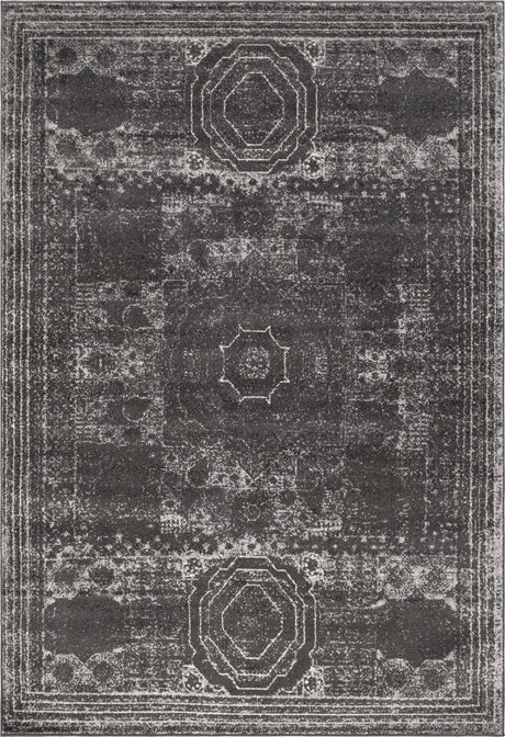 Dark Gray 7' 1 x 10' Bromley Rectangle Area Rug 100% Polypropylene With Cotton Backing Vintage Distressed Colorful Traditional Carpet for Living Dining Rooms Offices for Sale at Rug Engine