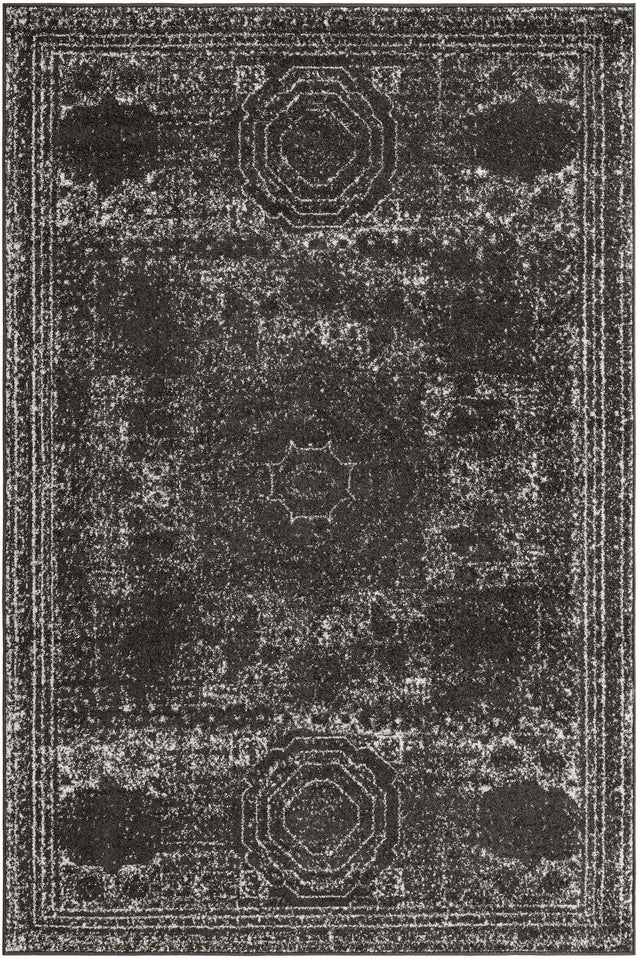 Dark Gray 6' 1 x 9' Bromley Rectangle Area Rug 100% Polypropylene With Cotton Backing Vintage Distressed Colorful Traditional Carpet for Living Dining Rooms Offices for Sale at Rug Engine