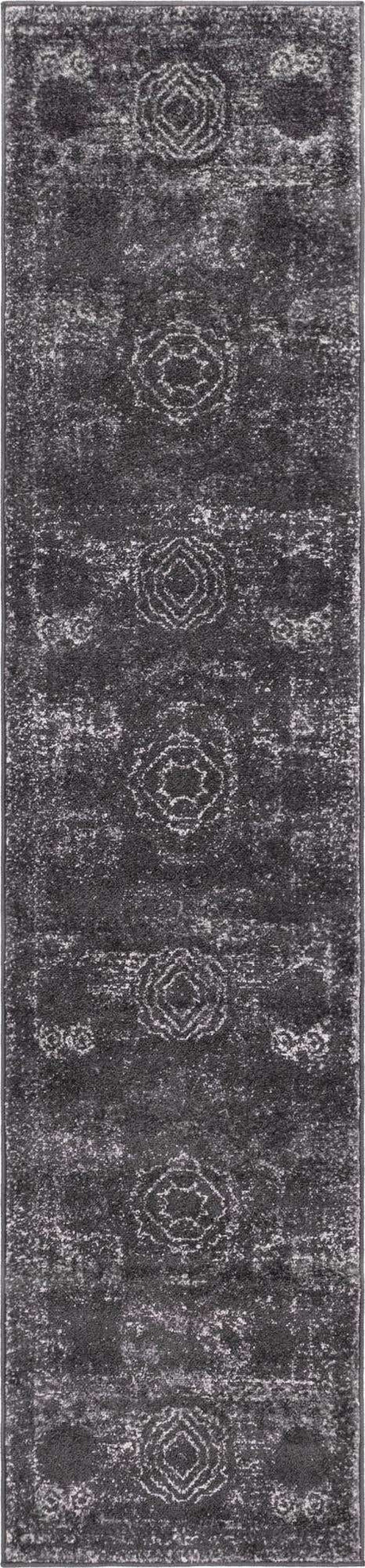 Dark Gray 2' x 9' Bromley Runner Area Rug 100% Polypropylene With Cotton Backing Vintage Distressed Colorful Traditional Carpet for Living Dining Rooms Offices for Sale at Rug Engine