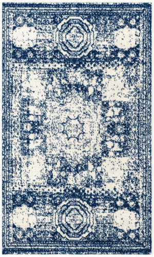 Ivory and Blue 3' 1 x 5' 3 Bromley Rectangle Area Rug 100% Polypropylene With Cotton Backing Vintage Distressed Colorful Traditional Carpet for Living Dining Rooms Offices for Sale at Rug Engine
