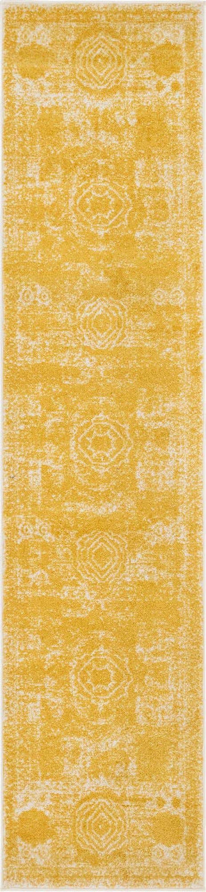 Yellow 2' x 9' Bromley Runner Area Rug 100% Polypropylene With Cotton Backing Vintage Distressed Colorful Traditional Carpet for Living Dining Rooms Offices for Sale at Rug Engine