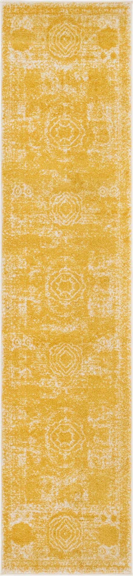 Yellow 2' x 9' Bromley Runner Area Rug 100% Polypropylene With Cotton Backing Vintage Distressed Colorful Traditional Carpet for Living Dining Rooms Offices for Sale at Rug Engine
