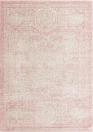 Pink 7' 10 x 11' Bromley Rectangle Area Rug 100% Polypropylene With Cotton Backing Vintage Distressed Colorful Traditional Carpet for Living Dining Rooms Offices for Sale at Rug Engine
