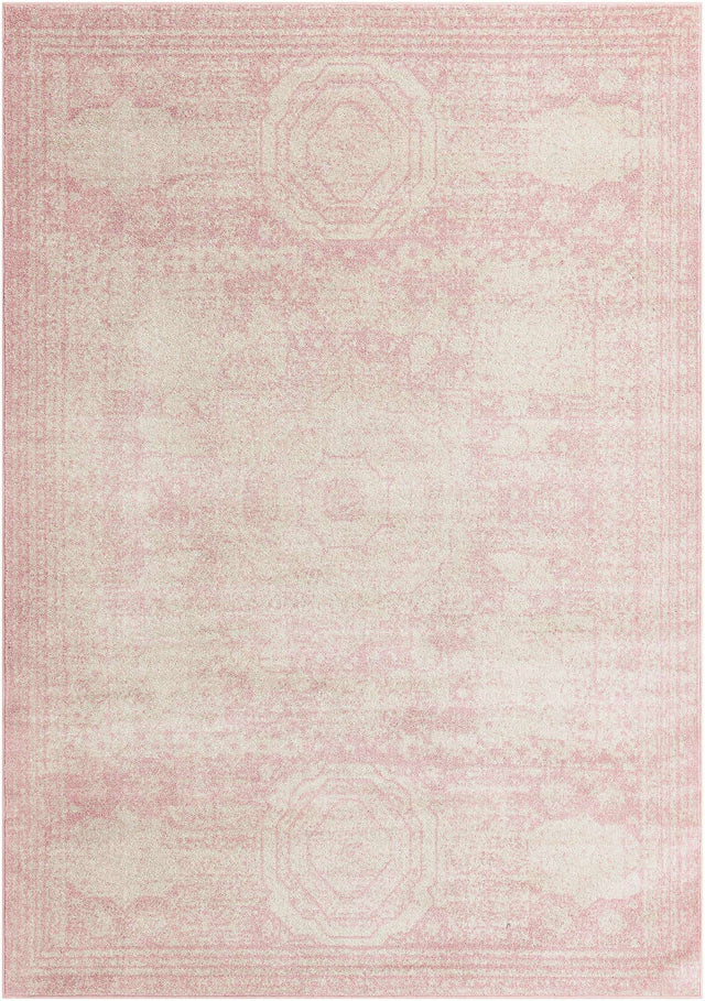 Pink 7' 10 x 11' Bromley Rectangle Area Rug 100% Polypropylene With Cotton Backing Vintage Distressed Colorful Traditional Carpet for Living Dining Rooms Offices for Sale at Rug Engine