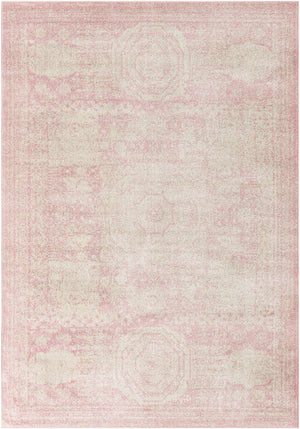 Pink 7' 1 x 10' Bromley Rectangle Area Rug 100% Polypropylene With Cotton Backing Vintage Distressed Colorful Traditional Carpet for Living Dining Rooms Offices for Sale at Rug Engine