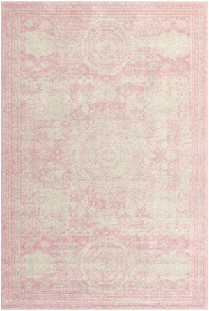 Pink 6' 1 x 9' Bromley Rectangle Area Rug 100% Polypropylene With Cotton Backing Vintage Distressed Colorful Traditional Carpet for Living Dining Rooms Offices for Sale at Rug Engine