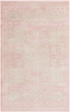 Pink 3' 1 x 5' 3 Bromley Rectangle Area Rug 100% Polypropylene With Cotton Backing Vintage Distressed Colorful Traditional Carpet for Living Dining Rooms Offices for Sale at Rug Engine