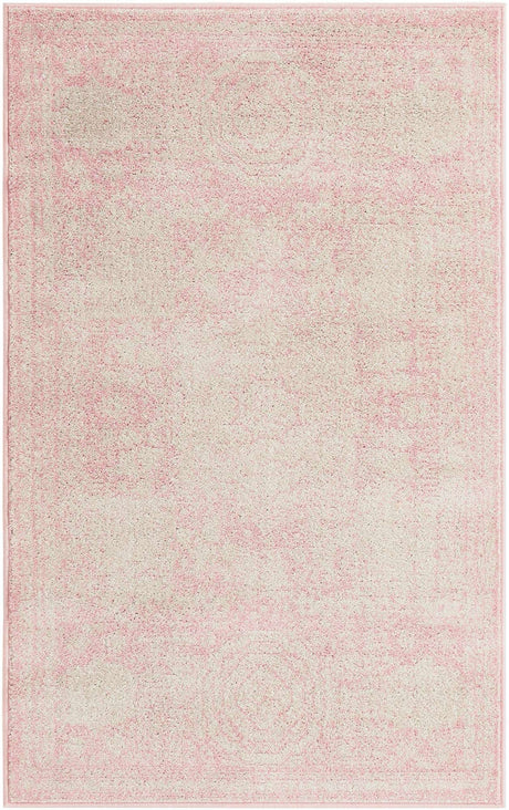 Pink 3' 1 x 5' 3 Bromley Rectangle Area Rug 100% Polypropylene With Cotton Backing Vintage Distressed Colorful Traditional Carpet for Living Dining Rooms Offices for Sale at Rug Engine