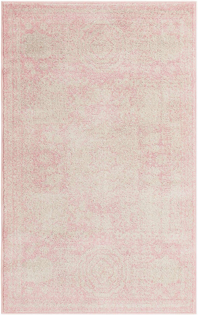 Pink 3' 1 x 5' 3 Bromley Rectangle Area Rug 100% Polypropylene With Cotton Backing Vintage Distressed Colorful Traditional Carpet for Living Dining Rooms Offices for Sale at Rug Engine