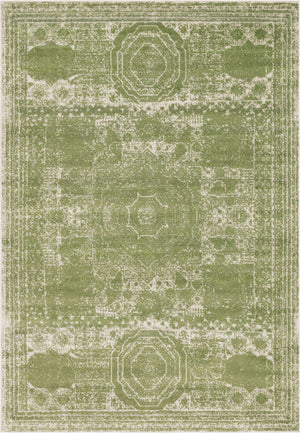 Green 7' 1 x 10' Bromley Rectangle Area Rug 100% Polypropylene With Cotton Backing Vintage Distressed Colorful Traditional Carpet for Living Dining Rooms Offices for Sale at Rug Engine