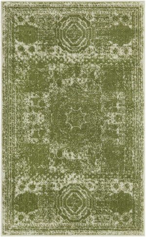 Green 3' 1 x 5' 3 Bromley Rectangle Area Rug 100% Polypropylene With Cotton Backing Vintage Distressed Colorful Traditional Carpet for Living Dining Rooms Offices for Sale at Rug Engine