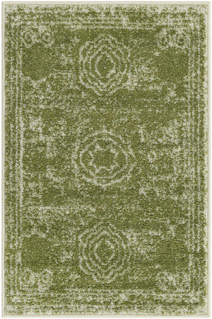 Green 2' x 3' 1 Bromley Rectangle Area Rug 100% Polypropylene With Cotton Backing Vintage Distressed Colorful Traditional Carpet for Living Dining Rooms Offices for Sale at Rug Engine