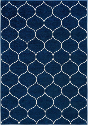 Navy Blue 7' 1 x 10' Trellis Frieze Rectangle Area Rug Geometric Modern Unique Stain Resistant Easy Clean Carpet for Living, Dining, Bedrooms, Office for Sale at Rug Engine