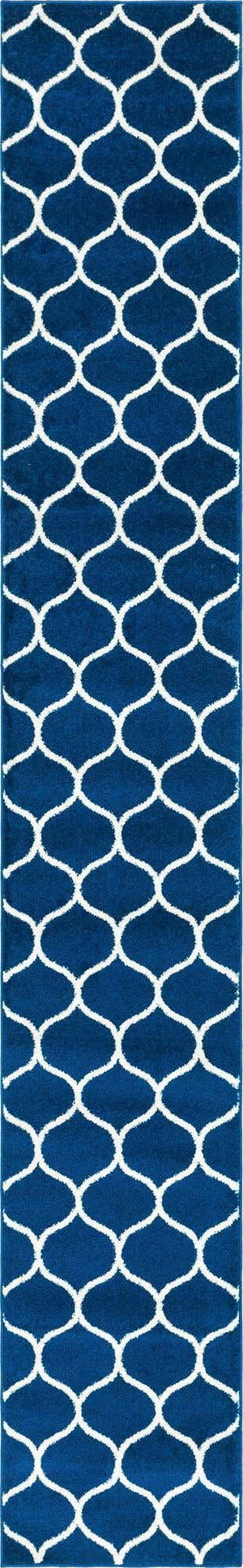 Navy Blue 2' x 13' 1 Trellis Frieze Runner Area Rug Geometric Modern Unique Stain Resistant Easy Clean Carpet for Living, Dining, Bedrooms, Office for Sale at Rug Engine