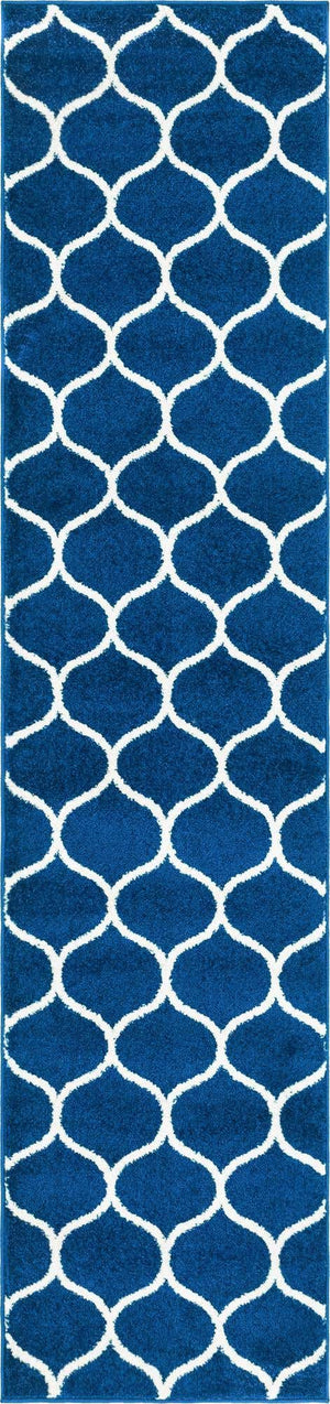 Navy Blue 2' x 8' 8 Trellis Frieze Runner Area Rug Geometric Modern Unique Stain Resistant Easy Clean Carpet for Living, Dining, Bedrooms, Office for Sale at Rug Engine