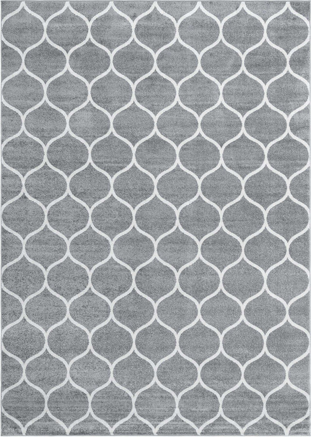 Light Gray 10' x 14' 1 Trellis Frieze Rectangle Area Rug Geometric Modern Unique Stain Resistant Easy Clean Carpet for Living, Dining, Bedrooms, Office for Sale at Rug Engine