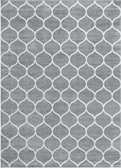 Light Gray 7' 10 x 11' Trellis Frieze Rectangle Area Rug Geometric Modern Unique Stain Resistant Easy Clean Carpet for Living, Dining, Bedrooms, Office for Sale at Rug Engine