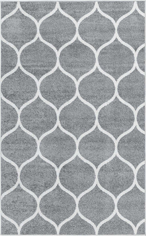 Light Gray 3' 1 x 5' Trellis Frieze Rectangle Area Rug Geometric Modern Unique Stain Resistant Easy Clean Carpet for Living, Dining, Bedrooms, Office for Sale at Rug Engine