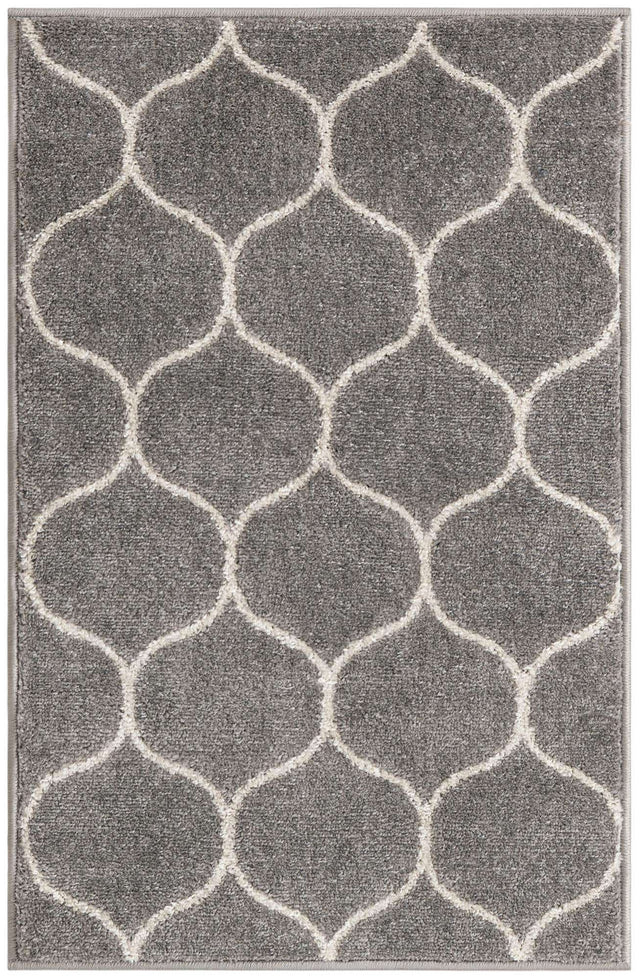 Light Gray 2' x 3' 1 Trellis Frieze Rectangle Area Rug Geometric Modern Unique Stain Resistant Easy Clean Carpet for Living, Dining, Bedrooms, Office for Sale at Rug Engine