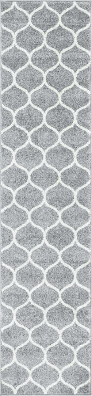 Light Gray 2' x 9' Trellis Frieze Runner Area Rug Geometric Modern Unique Stain Resistant Easy Clean Carpet for Living, Dining, Bedrooms, Office for Sale at Rug Engine