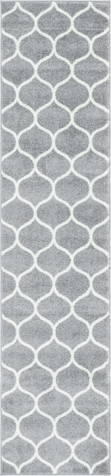 Light Gray 2' x 9' Trellis Frieze Runner Area Rug Geometric Modern Unique Stain Resistant Easy Clean Carpet for Living, Dining, Bedrooms, Office for Sale at Rug Engine