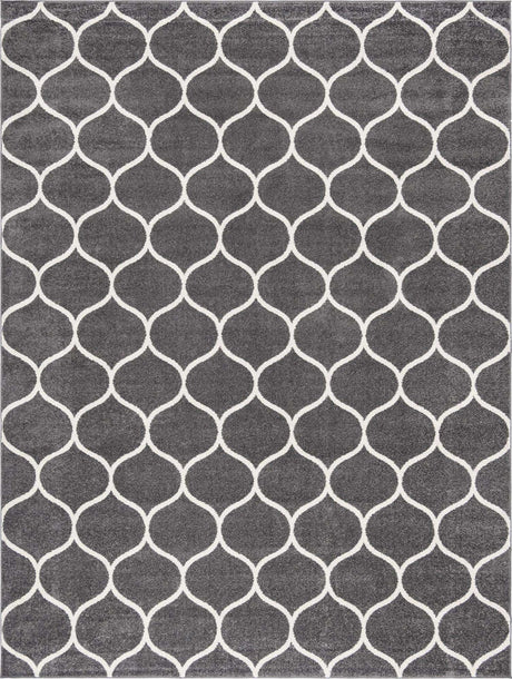 Dark Gray 10' x 14' 1 Trellis Frieze Rectangle Area Rug Geometric Modern Unique Stain Resistant Easy Clean Carpet for Living, Dining, Bedrooms, Office for Sale at Rug Engine