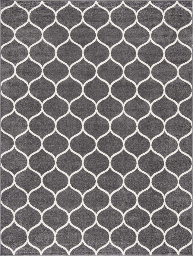 Dark Gray 10' x 14' 1 Trellis Frieze Rectangle Area Rug Geometric Modern Unique Stain Resistant Easy Clean Carpet for Living, Dining, Bedrooms, Office for Sale at Rug Engine