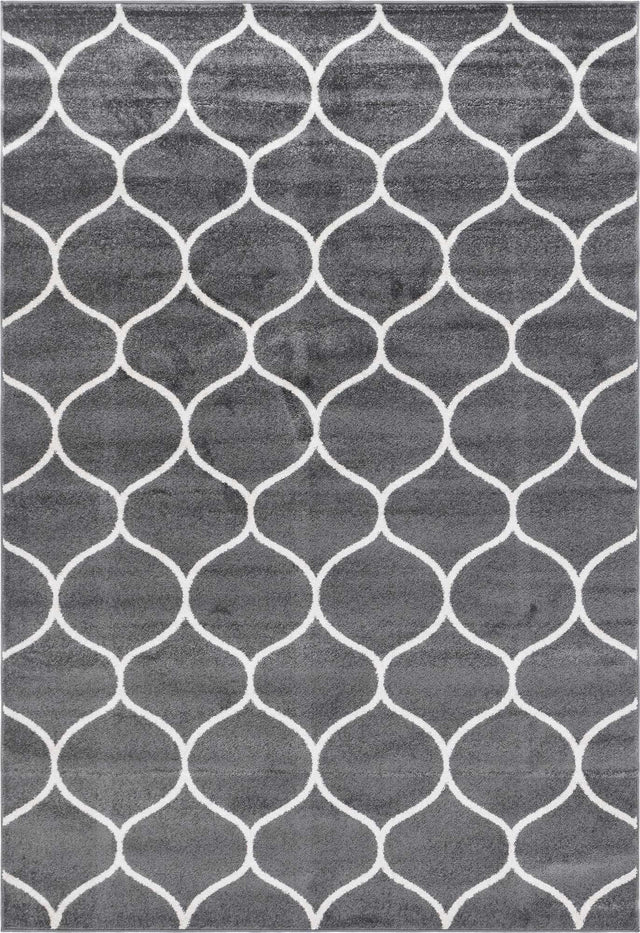 Dark Gray 7' 1 x 10' Trellis Frieze Rectangle Area Rug Geometric Modern Unique Stain Resistant Easy Clean Carpet for Living, Dining, Bedrooms, Office for Sale at Rug Engine