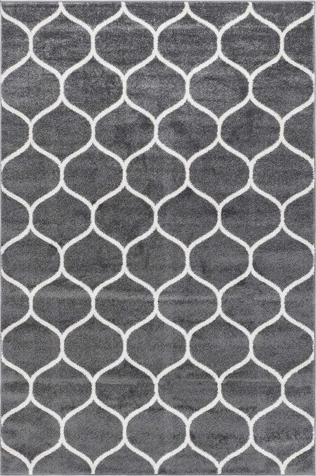 Dark Gray 6' 1 x 9' Trellis Frieze Rectangle Area Rug Geometric Modern Unique Stain Resistant Easy Clean Carpet for Living, Dining, Bedrooms, Office for Sale at Rug Engine