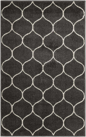 Dark Gray 3' 1 x 5' 3 Trellis Frieze Rectangle Area Rug Geometric Modern Unique Stain Resistant Easy Clean Carpet for Living, Dining, Bedrooms, Office for Sale at Rug Engine