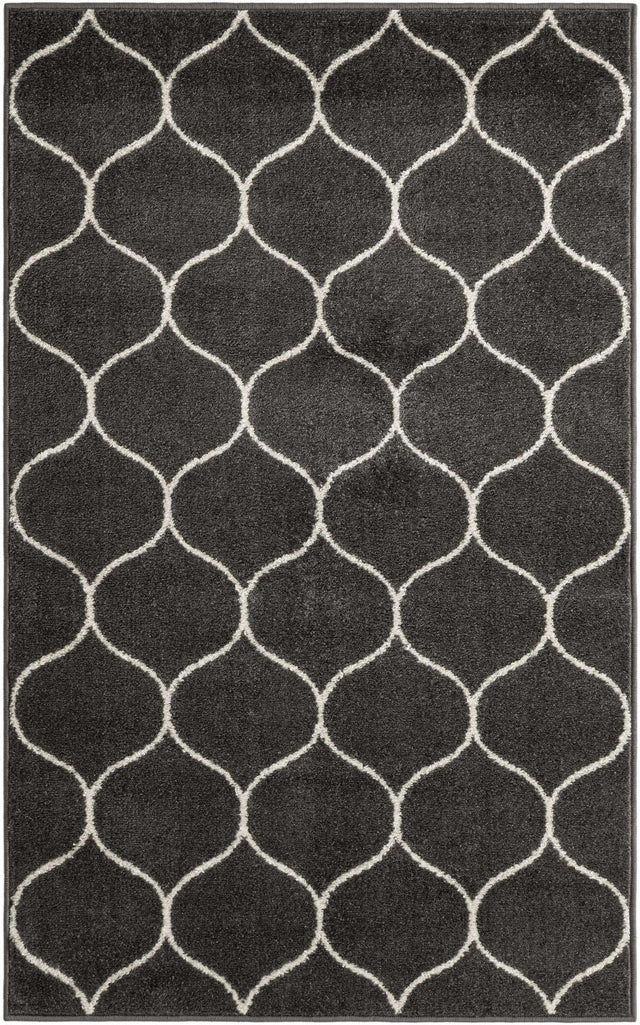 Dark Gray 3' 1 x 5' 3 Trellis Frieze Rectangle Area Rug Geometric Modern Unique Stain Resistant Easy Clean Carpet for Living, Dining, Bedrooms, Office for Sale at Rug Engine